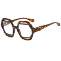 Tortoise shell irregular geometric double frame fashion optical glasses for daily trendy wear - C11 Leopard Frame Clear Lens