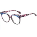 Montura de gafas de luz azul ojo de gato para mujer, estampado violeta tendencia chic. - C12 Marco Púrpura Lente Transparente