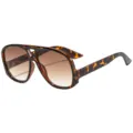 Oversized tortoise shell aviator sunglasses for men and women, stylish gradient brown lenses. - C4 Leopard Frame Gradient Brown Lens