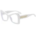Occhiali da vista geometrici oversize da donna, montatura bianca spessa con dettagli in metallo oro. - C10 Montatura Bianca Lenti Trasparenti