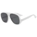 Oversized aviator sunglasses white frame dark UV protection fashion sun glasses unisex - White Frame Grey Lens