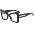 Occhiali da vista quadrati oversize stile farfalla da donna eleganti dorati chic. - C8 Montatura Nera Lente Trasparente