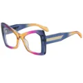 Occhiali da vista quadrati sfumati oversize con elegante design delle aste intrecciate donna. - C9 Montatura Blu Viola Arancione Lente Trasparente