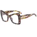 Eleganti occhiali da vista oversize da donna con montatura a fantasia colorata e aste intrecciate. - C11 Montatura Tartarugata Viola Lente Trasparente
