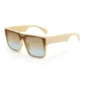Occhiali da sole quadrati oversize per donna e uomo, montatura beige spessa sfumata. - C2 Montatura Beige Lente Tè Blu