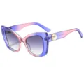 Verloop kattenogen zonnebril voor dames met pareldetail stijlvolle trendy zonnebril M6264 - Paars Roze Frame Gradiënt Grijze Lenzen