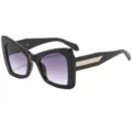 Gafas de sol cuadradas negras para mujer con lentes degradadas y varillas doradas. - C1 Marco Negro Lente Degradada Gris