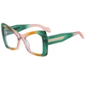 Occhiali Da Vista Quadrati Sfumati Oversize Montatura Farfalla Fashion Con Aste Intrecciate - C12 Montatura Verde Arancione Rosa Lente Trasparente