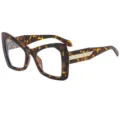 Occhiali da vista tartarugati, montatura geometrica oversize con dettagli di aste intrecciate. - C13 Montatura Leopardata Lente Trasparente