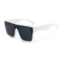 Oversized square one-piece sunglasses for men and women, retro white frame black lens. - C5 White Frame Gray Lenses