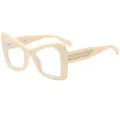Occhiali da vista a farfalla beige oversize con dettagli delle aste intrecciati oro - C14 Montatura Beige Lente Trasparente