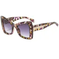 Gafas de sol cuadradas chic para mujer con lentes degradadas de colores y detalles trenzados. - C4 Montura Carey Púrpura Lente Degradada Gris