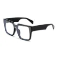 Unisex oversized square sunglasses, black thick frame retro one-piece design sun glasses. - C8 Black Frame Clear Lens