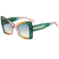Chic occhiali da sole quadrati sfumati da donna con montatura chunky e dettagli intrecciati. - C5 Montatura Verde Arancione Rosa Lente Sfumata Tè Verde