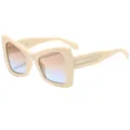 Occhiali da sole quadrati oversize da donna, montatura spessa con lenti sfumate. - C7 Montatura Beige Lente Tè-Blu Sfumato