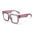 Oversized square purple frame sunglasses for women and men, retro flat top fashion eyewear. - C11 Purple Frame Clear Lens