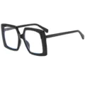 Élégantes lunettes carrées anti lumière bleue surdimensionnées monture noire épaisse - C8 Monture Noire Verres Transparents