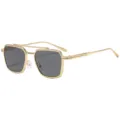 Herren Mode Metall quadratische Sonnenbrille mit Doppelsteg, stilvoller UV-Schutz. - C1 Goldrahmen Graue Gläser
