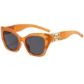 Fashion jelly orange cat eye sunglasses for women and men, trendy oversized sun glasses. - C2 Orange Frame Gray Lens