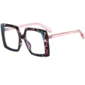 Lunettes de vue mode carree oversize femme, monture rose et violet tendance style rue. - C9 Monture Fleur Violette Verre Transparent