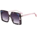 Women's Oversized Square Sunglasses Fashion Gradient Lens UV Protection Eyewear 5681 - C2 Purple Flower Frame Gradient Gray Lens