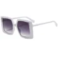 Oversized square sunglasses for women with white thick frame and gradient grey lenses. - C3 White Frame Gradient Gray Lens
