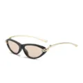 Gafas de sol de ojo de gato de moda para mujer con montura negra y patillas doradas. - C2 Marco Negro Lente Champaña