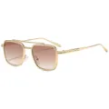 Herren stilvolle Metall Vollrand Sonnenbrille mit Doppelsteg und modischen Farbverlauf Gläsern - C3 Goldrahmen Tee-Verlaufslinse