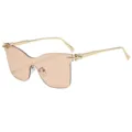 Lunettes de soleil œil-de-chat sans monture chic, verres rétro dégradés et branches dorées. - C2 Monture Dorée Verres Champagne