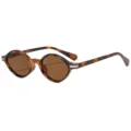 Retro Polygon kleine Sonnenbrille für Damen und Herren, modische Schildpatt Sonnenbrille. - C4 Leopardrahmen Tee-Linsen