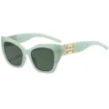 Modieuze groene kattenoog zonnebril met gouden pootjes stijlvolle UV bescherming chic - C5 Groen Frame Groene Lenzen