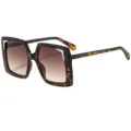 Oversized square sunglasses for women, trendy tortoise shell frame with gradient lenses. - C4 Leopard Frame Gradient Tea Lens