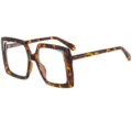 Grandes lunettes de vue carrées écaille de tortue anti lumière bleue femme mode chic - C11 Monture Léopard Verres Transparents