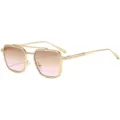 Herren Metallrahmen Sonnenbrille mit Doppelsteg und sehr modischen Farbverlaufgläsern. - C4 Goldener Rahmen Verlauf Tee Rosa Gläser