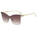 Lunettes de soleil œil-de-chat sans monture dégradées avec branches en métal doré. - C4 Monture Dorée Verre Dégradé Thé