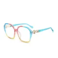 Occhiali da sole sfumati con montatura grande poligonale donna moda mare vacanze protezione UV - C2 Montatura Sfumata Rosa Blu