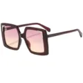 Grandes Lunettes de Soleil Carrées Oversize pour Femme Mode Verres Dégradés Monture Bordeaux - C5 Monture Rouge Vin Verre Dégradé Violet Jaune