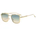 Herren Gold Metall Quadratisch Sonnenbrille Gradient Linsen Doppelsteg Brille M5252 - C5 Goldrahmen Verlaufs-Grün-Tee-Linse