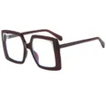 Femmes lunettes de vue carrees oversize mode tendance rouge vin monture optique style rue. - C12 Cadre Rouge Vin Verre Transparent