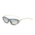 Modische Katzenaugen Sonnenbrille für Damen mit Marmorrahmen und goldenen Bügeln. - C5 Blaues Blumenmuster Rahmen Blau-Gelbe Gläser