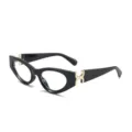 Gafas de sol estilo ojo de gato negras con detalles dorados moda retro chic mode - C5 Montura Negra Lentes Transparentes