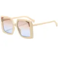Femme lunettes de soleil carrées oversize verres dégradés monture beige tendance 5681 - C6 Cadre Beige Verre Thé Bleu Dégradé