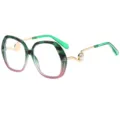 Lunettes de vue chat mode femme monture degrade vert rose retro tendance verres clairs - Monture Léopard Vert Rose Verres Transparents