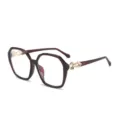 Occhiali grande montatura poligono, montatura ottica bordeaux con decoro oro SKU. - C4 Montatura Rosso Vino