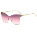 Lunettes de soleil œil de chat sans monture dégradé vintage métal chic mode élégante - C6 Monture Dorée Lentille Dégradée Violette