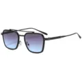 Herren Metall Sonnenbrille quadratisch Doppelsteg mit stylischen Farbverlaufgläsern. - C6 Schwarzer Rahmen Verlaufs-Grau-Blau Linse