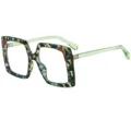 Lunettes de vue tendance carrées surdimensionnées avec monture en écaille verte et branches. - C14 Monture Fleur Verte Verres Transparents