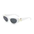Gafas de sol ojo de gato blancas para mujer y hombre, estilo retro con elegantes detalles dorados UV. - Montura Blanca Lente Gris