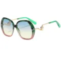 Élégantes lunettes de soleil tendance œil-de-chat dégradées avec branches métal perle. - Monture Rose Léopard Vert Verre Bleu Jaune