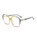 Occhiali da vista alla moda con montatura grande poligonale sfumata e decori metallici. - C5 Montatura Sfumata Giallo Grigio
